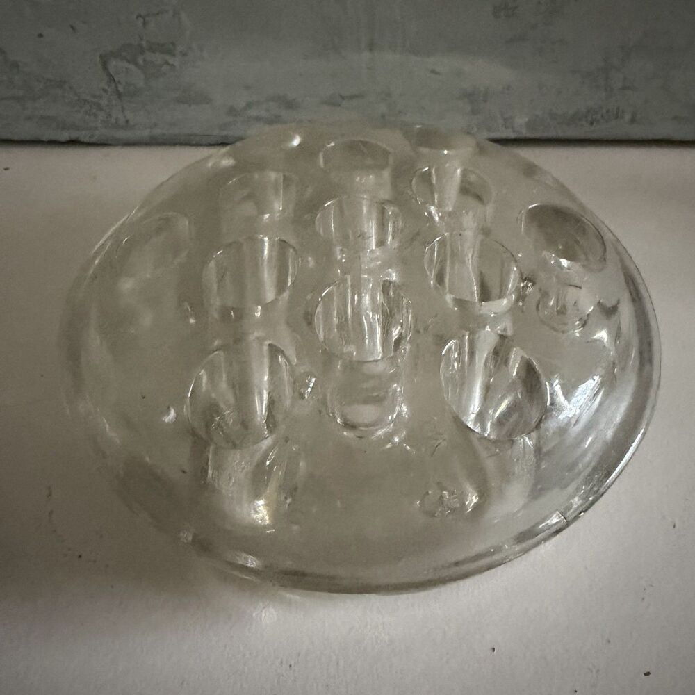 Clear Glass Flower Frog 13 Hole Vintage Bouquet Display Floral Arrangements 5”